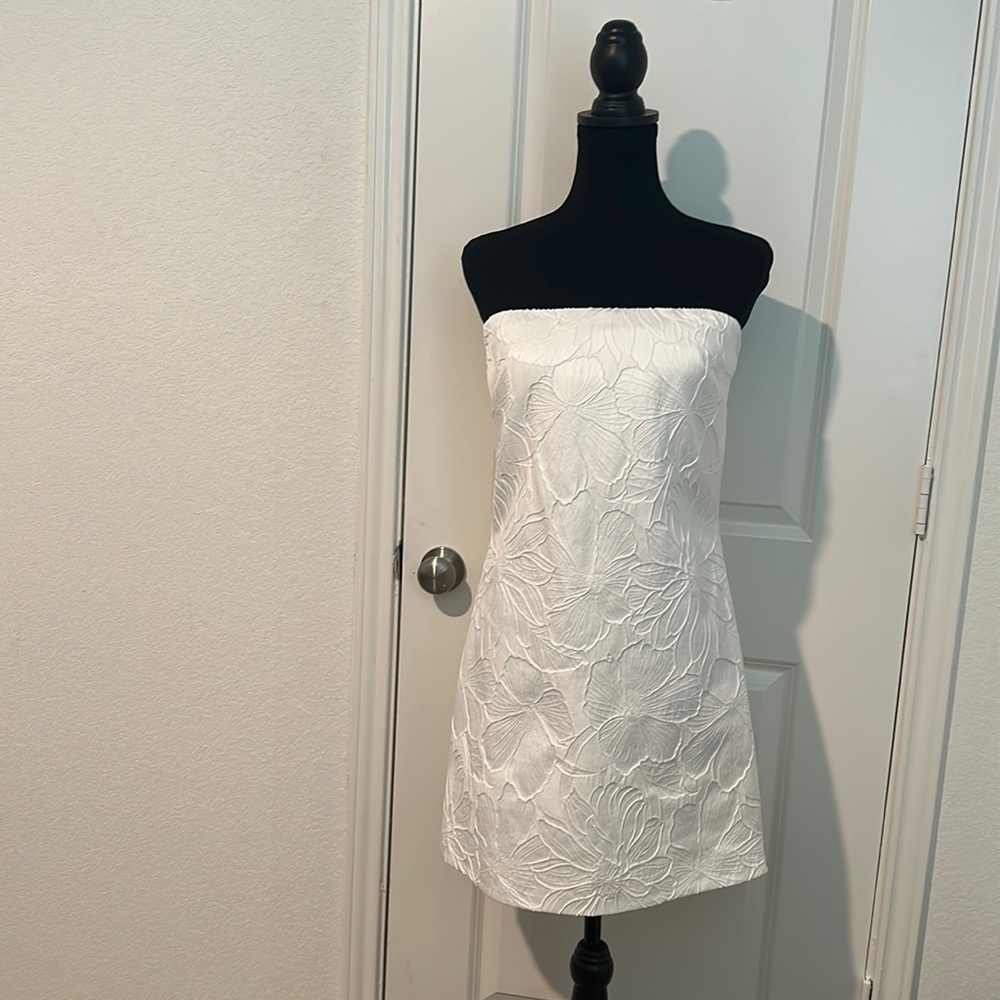 J.Crew White Embossed Floral dress